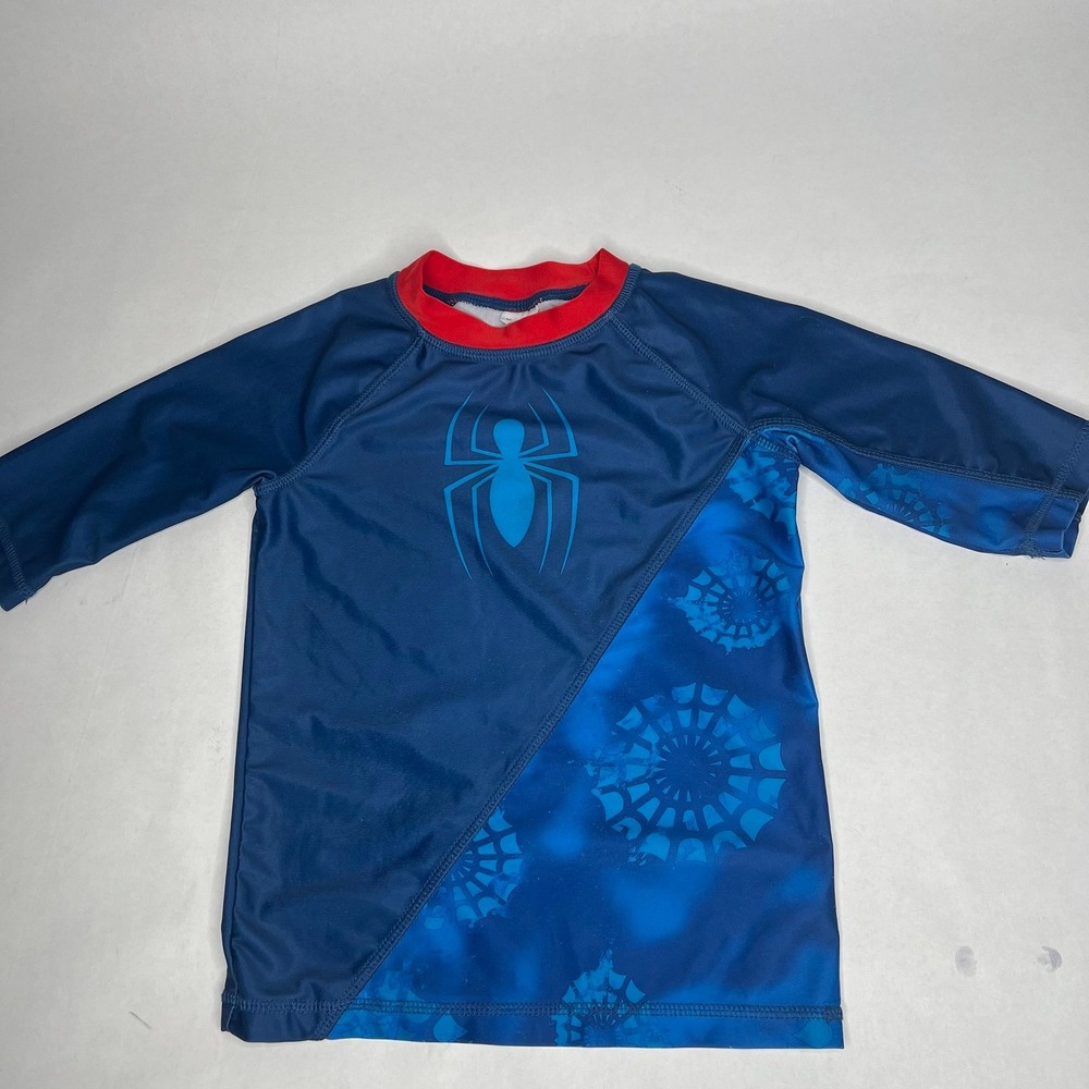 Marvel Spider-Man Swim Shirt Kids, Athletic Shirt Size S 6 / 7 Blue Short Sleeve
